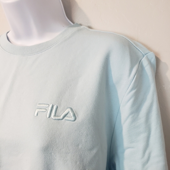 Fila Baby Blue Long Sleeve Pullover Sweatshirt Women's Large Pockets Athleisure - Picture 9 of 9